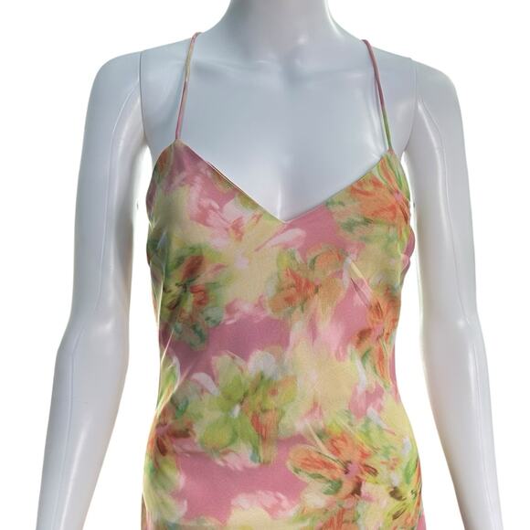 Bardot Cantara Ruffle Slip Dress Tiered Maxi Slit Floral Pink Sz 2 XS Fairy Cute - Picture 5 of 12